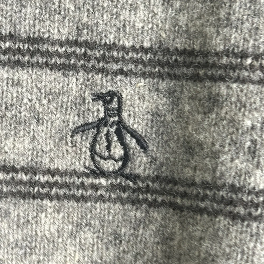 Penguin lamb wool gray striped sweater size large office career